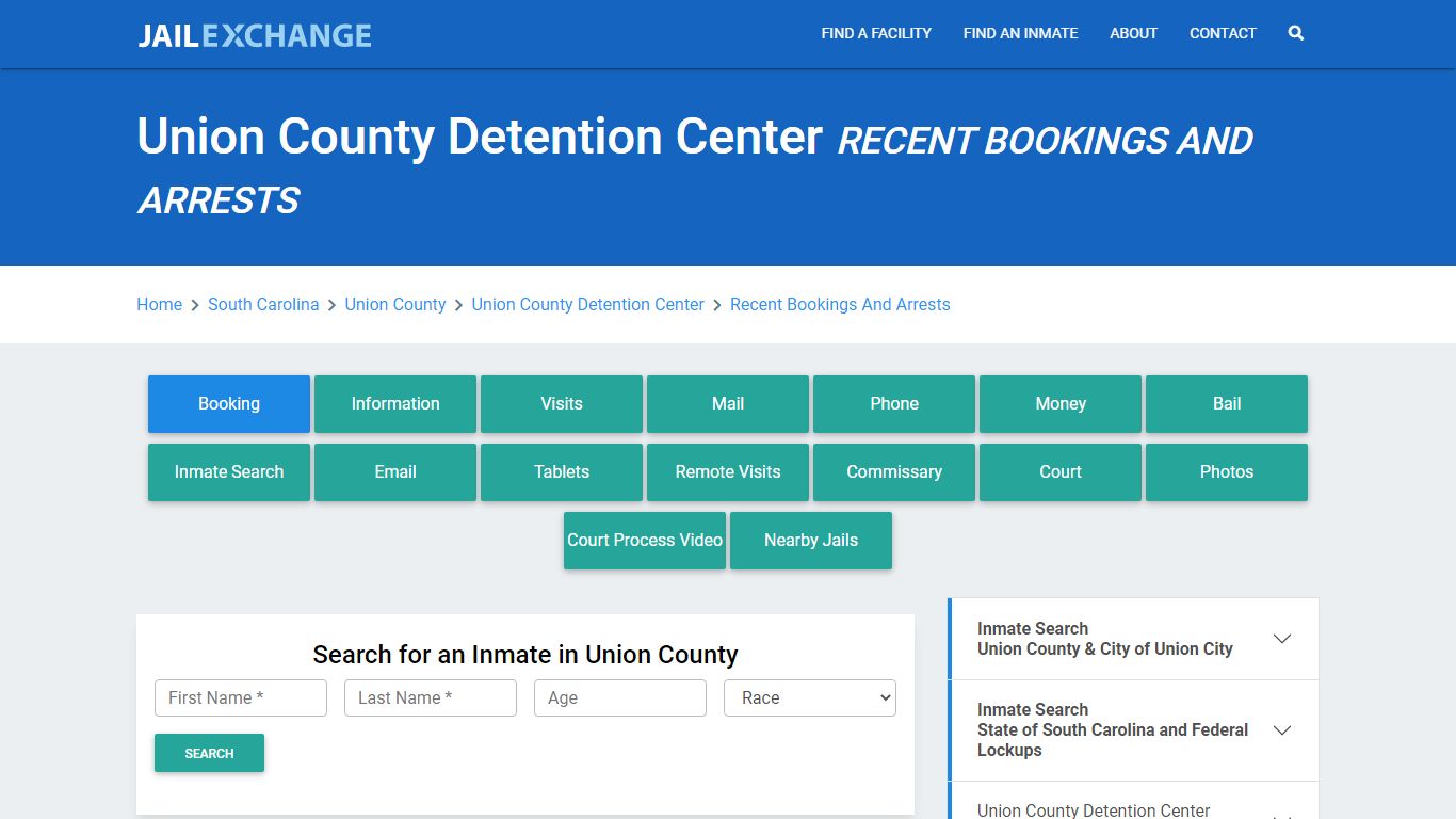 Union County Detention Center Recent Bookings And Arrests - Jail Exchange